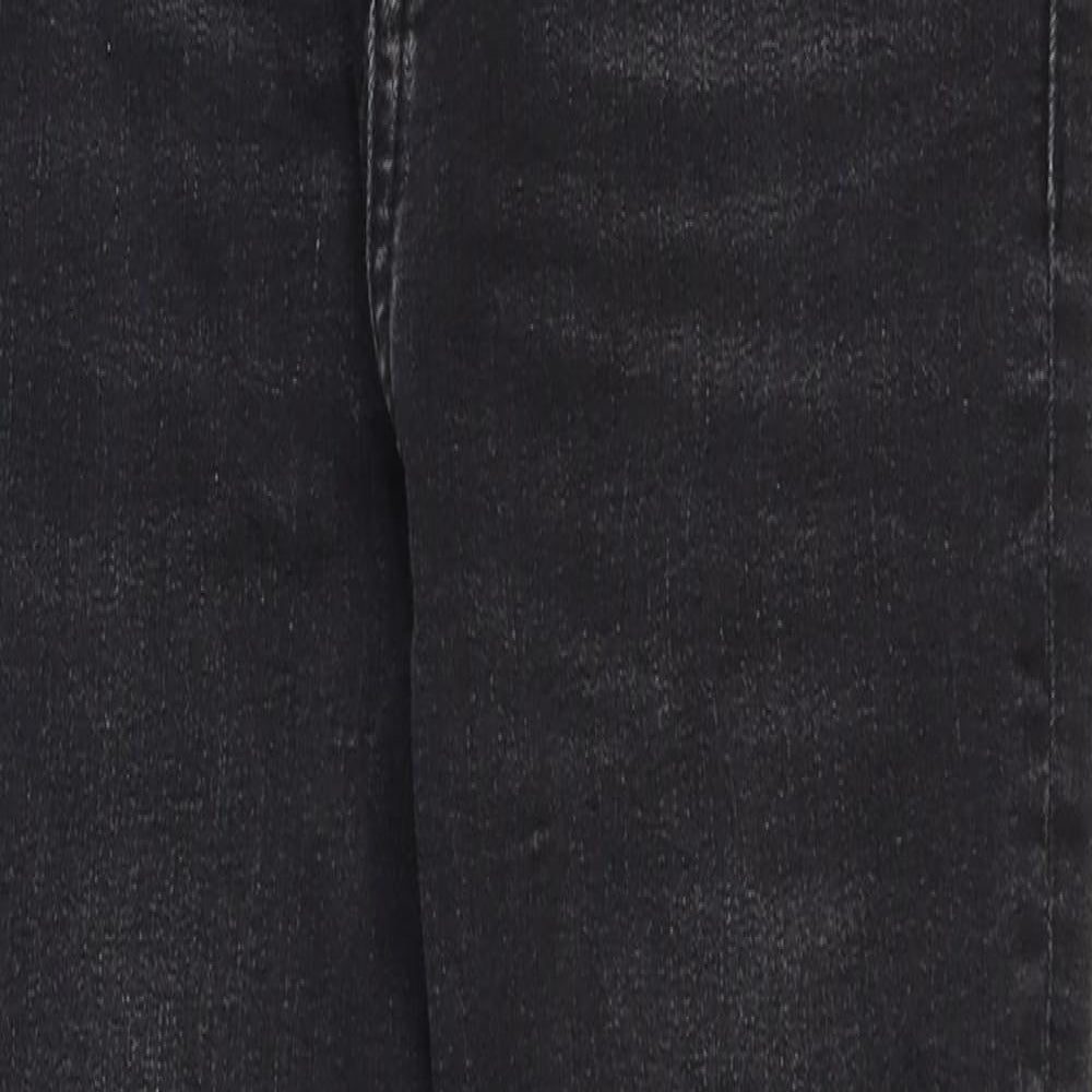 The Mini Ivy Girls Black Cotton Skinny Jeans Size 11-12 Years Regular Zip - Distressed