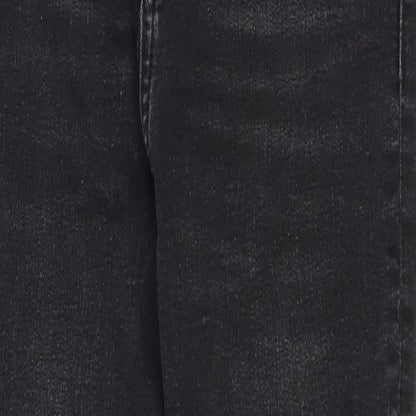 The Mini Ivy Girls Black Cotton Skinny Jeans Size 11-12 Years Regular Zip - Distressed