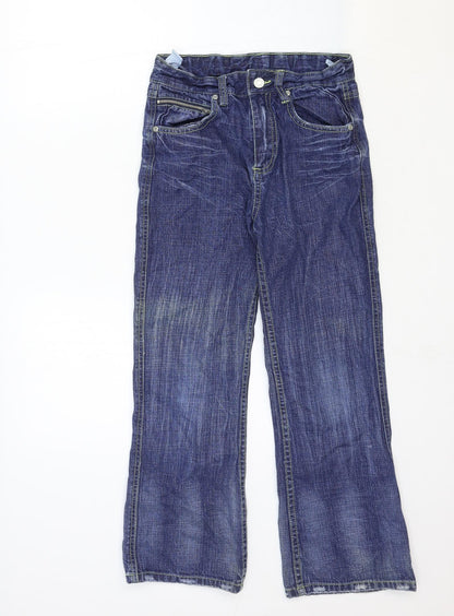 Demo Boys Blue Cotton Bootcut Jeans Size 9 Months Regular Zip