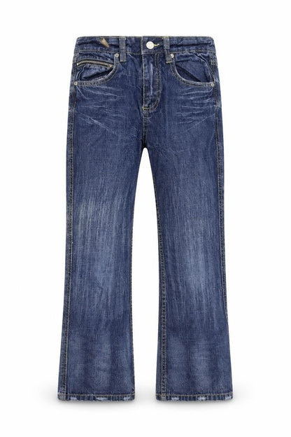 Demo Boys Blue Cotton Bootcut Jeans Size 9 Months Regular Zip