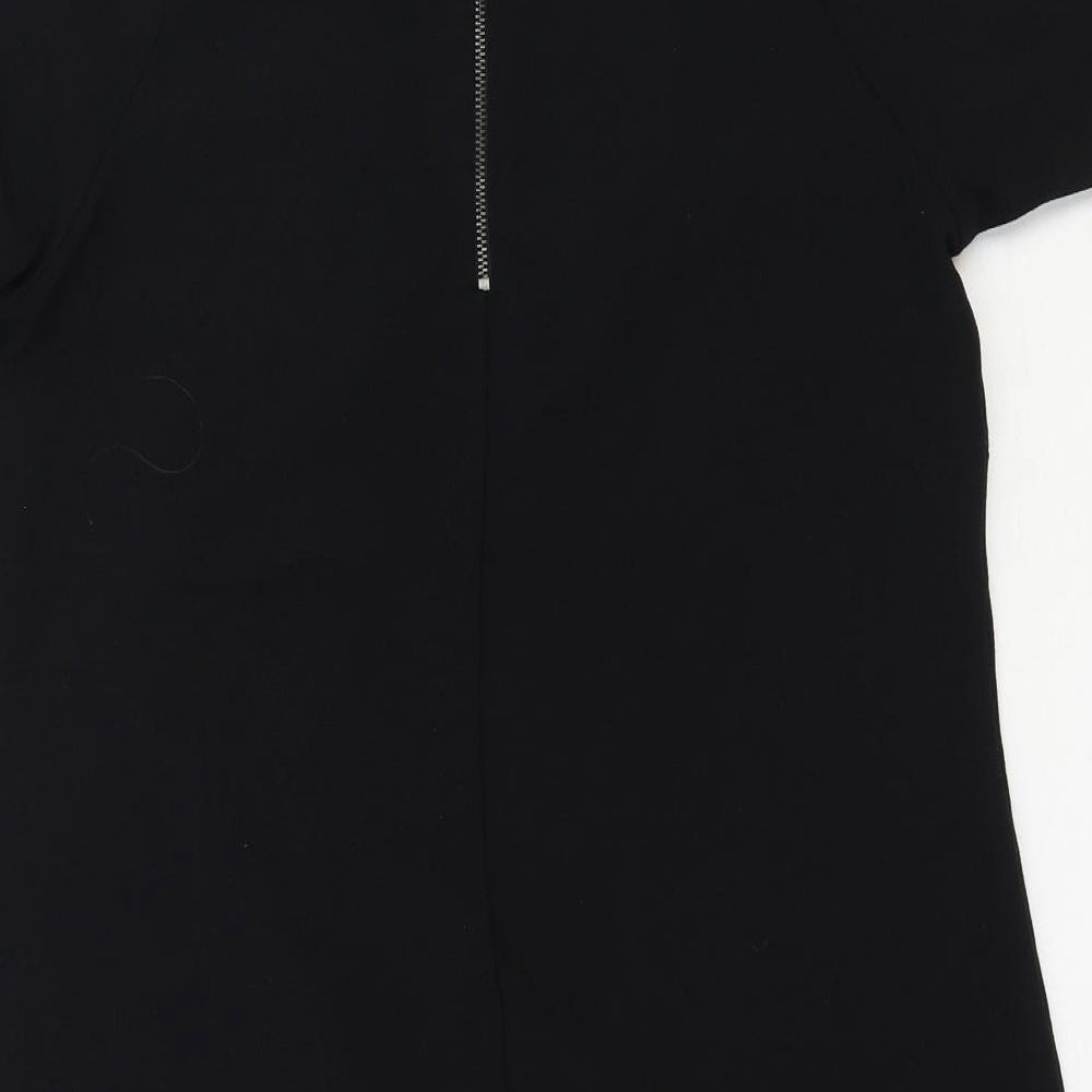 Papaya Womens Black Polyester Pencil Dress Size 12 Crew Neck Zip