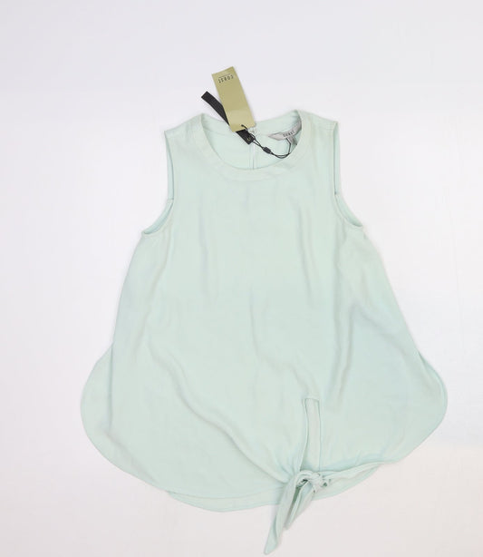 Coast Womens Blue Viscose Basic Tank Size 6 Round Neck