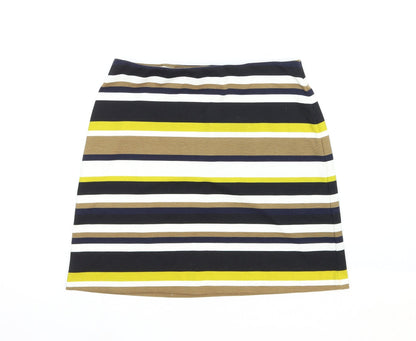 Marks and Spencer Womens Multicoloured Striped Cotton Straight & Pencil Skirt Size 10