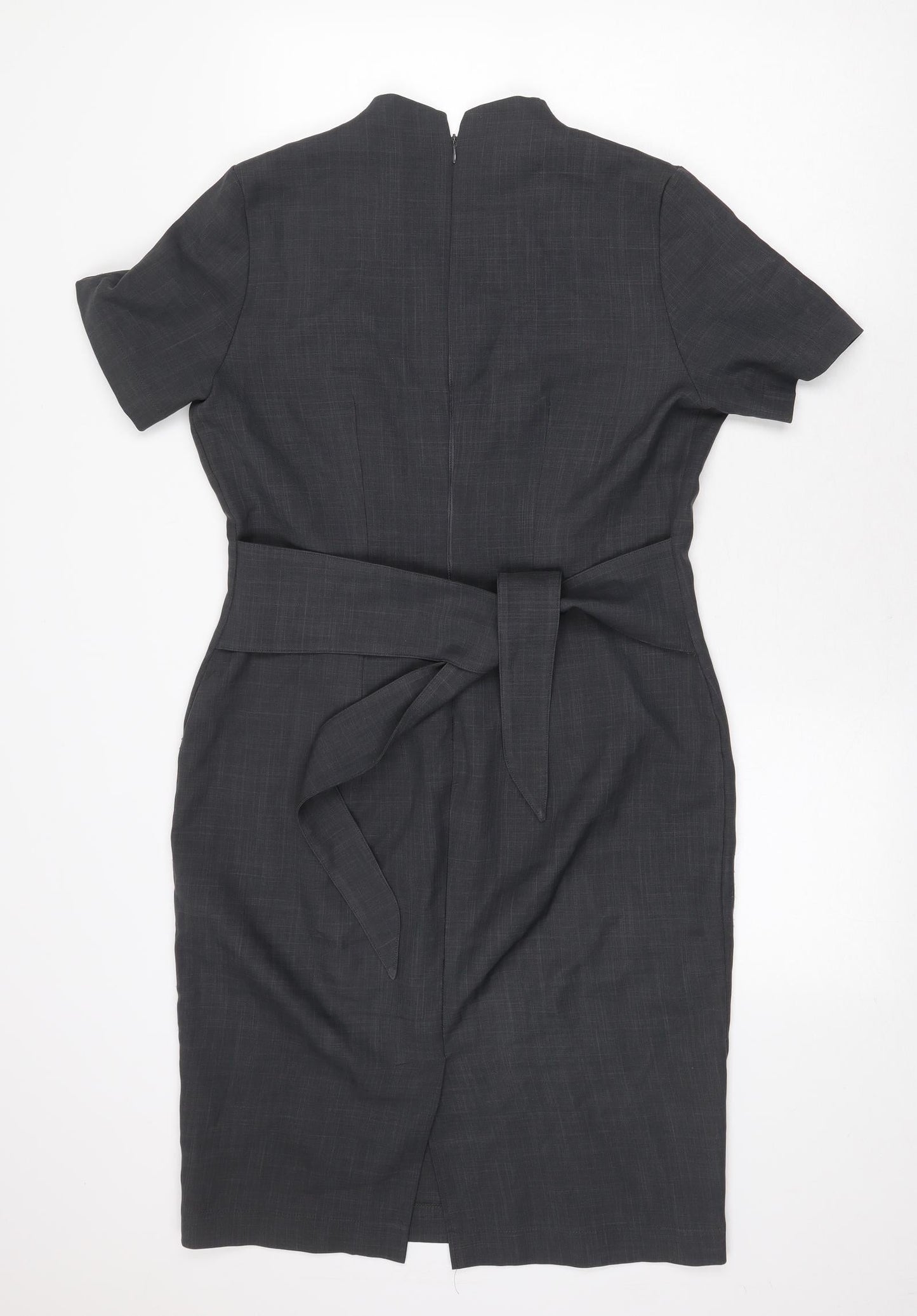 Florenceroby Womens Grey Polyester Pencil Dress Size 10 V-Neck Zip