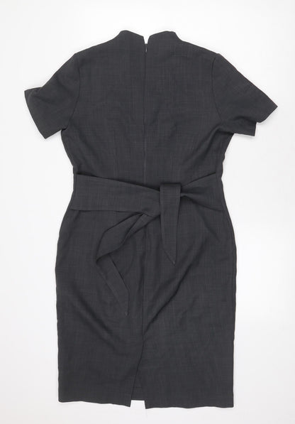 Florenceroby Womens Grey Polyester Pencil Dress Size 10 V-Neck Zip