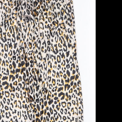Preworn Womens Multicoloured Animal Print Polyester Slip Dress Size M V-Neck Zip - Lace Trim