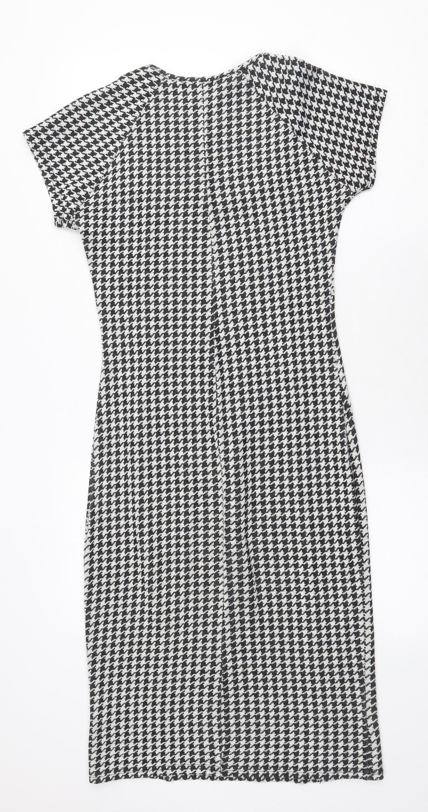 AMARANTO Womens White Geometric Acrylic Pencil Dress Size 10 Square Neck Pullover