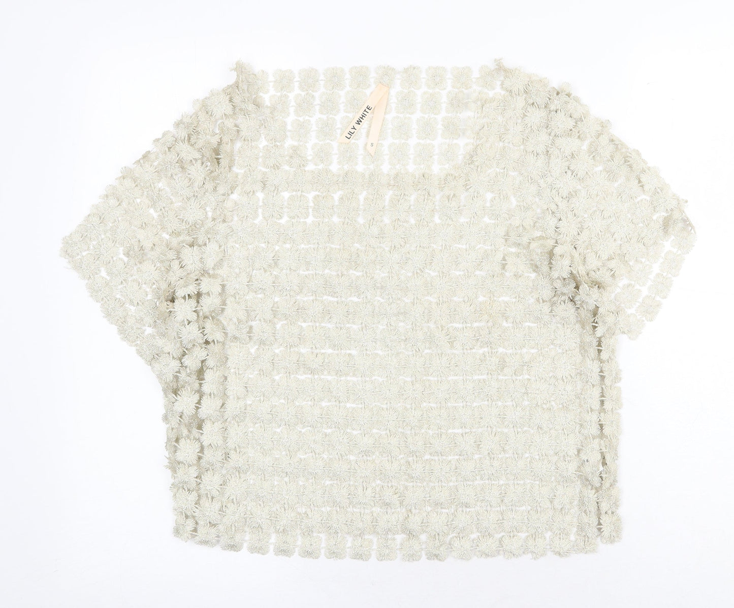 Womens UK Size S Lily White Gold Basic Blouse