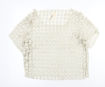 Womens UK Size S Lily White Gold Basic Blouse