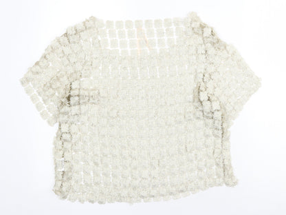 Womens UK Size S Lily White Gold Basic Blouse