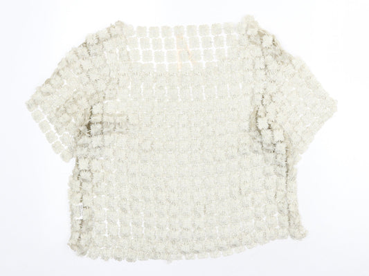 Womens UK Size S Lily White Gold Basic Blouse