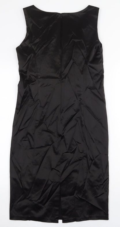 Wallis Womens Black Polyester Shift Size 12 Boat Neck Zip