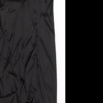 Wallis Womens Black Polyester Shift Size 12 Boat Neck Zip