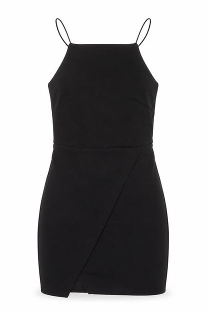 Miss Selfridge Womens Black Polyester Mini Size 8 Square Neck Pullover