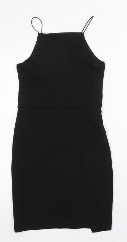 Miss Selfridge Womens Black Polyester Mini Size 8 Square Neck Pullover