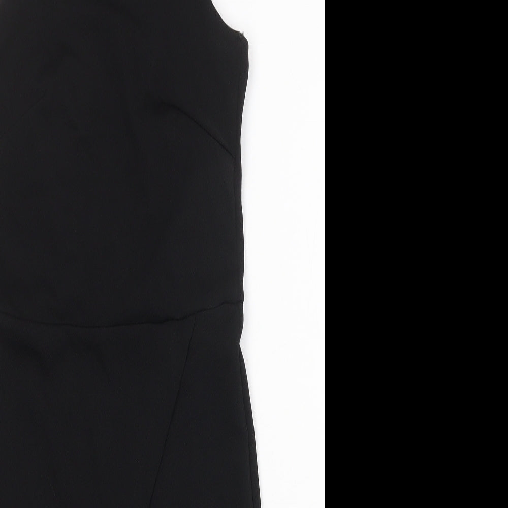 Miss Selfridge Womens Black Polyester Mini Size 8 Square Neck Pullover