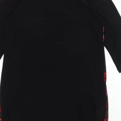 Klass Womens Black Geometric Polyester Shift Size M Boat Neck Pullover