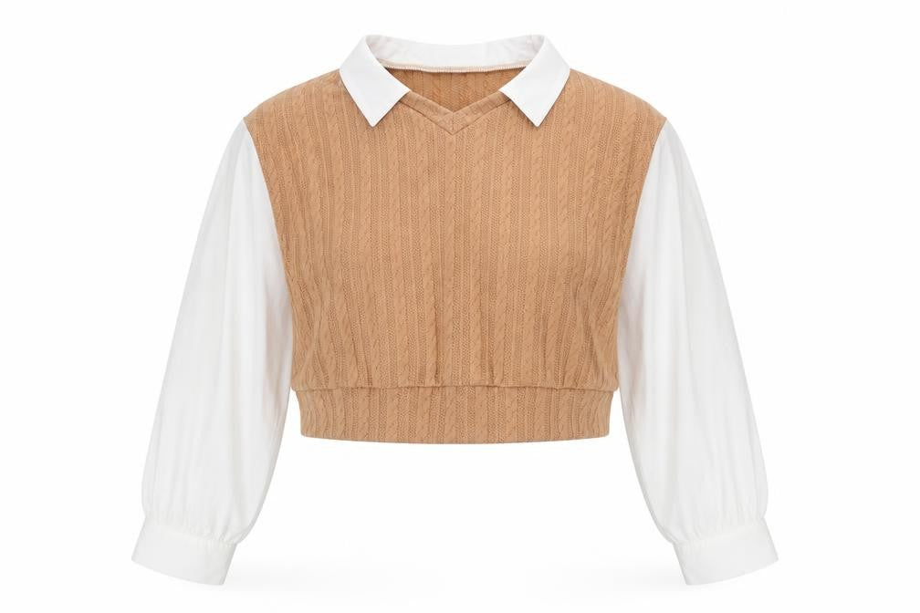 SheIn Womens Brown Polyester Basic Blouse Size XL Collared - Shirt Insert