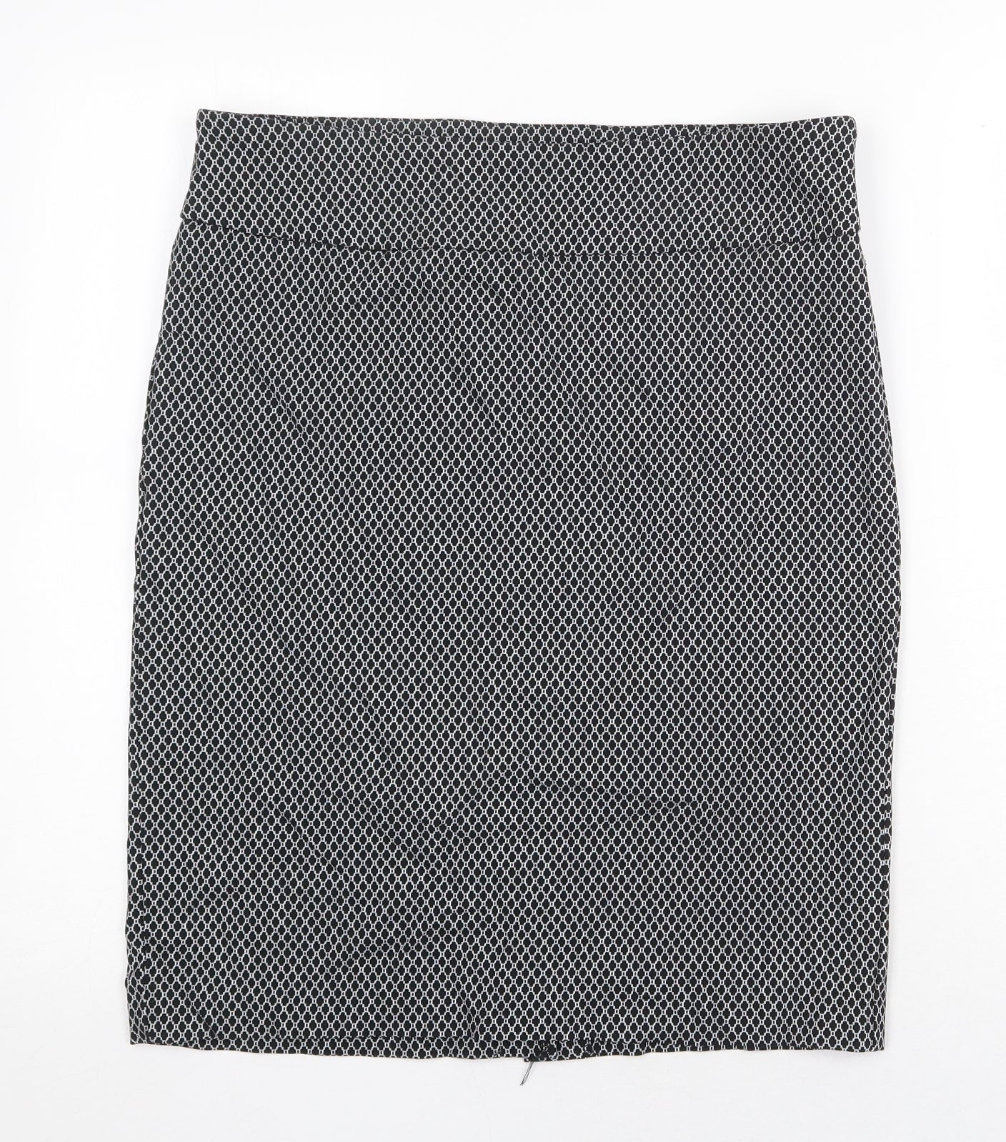 Lila Rose Womens Black Geometric Viscose Straight & Pencil Skirt Size 14 Zip