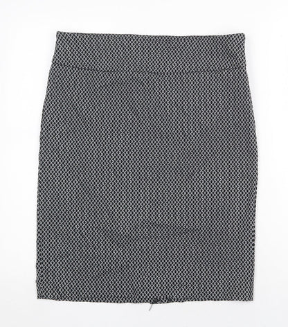 Lila Rose Womens Black Geometric Viscose Straight & Pencil Skirt Size 14 Zip