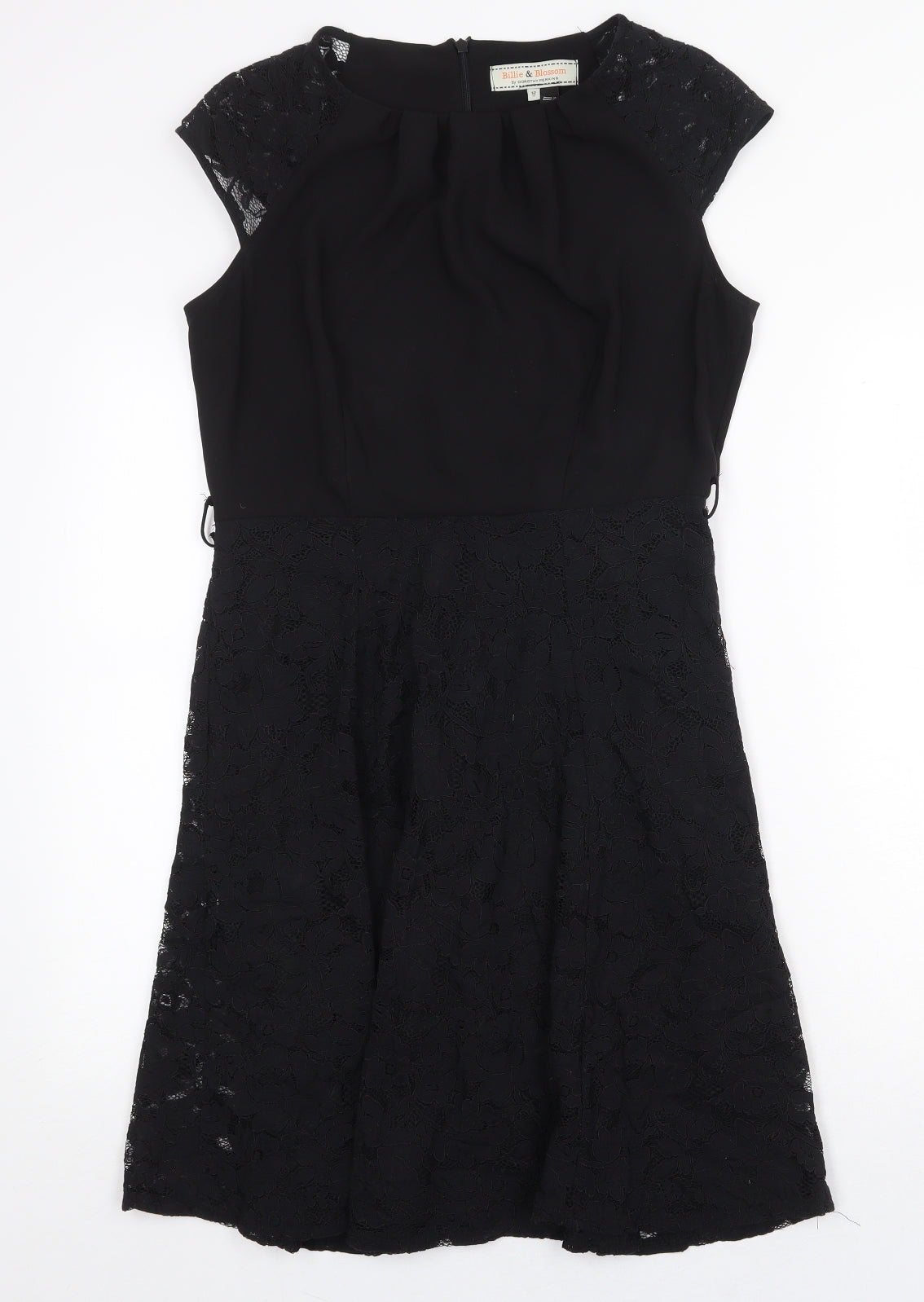 Dorothy Perkins Womens Black Cotton Fit & Flare Size 12 Boat Neck Zip