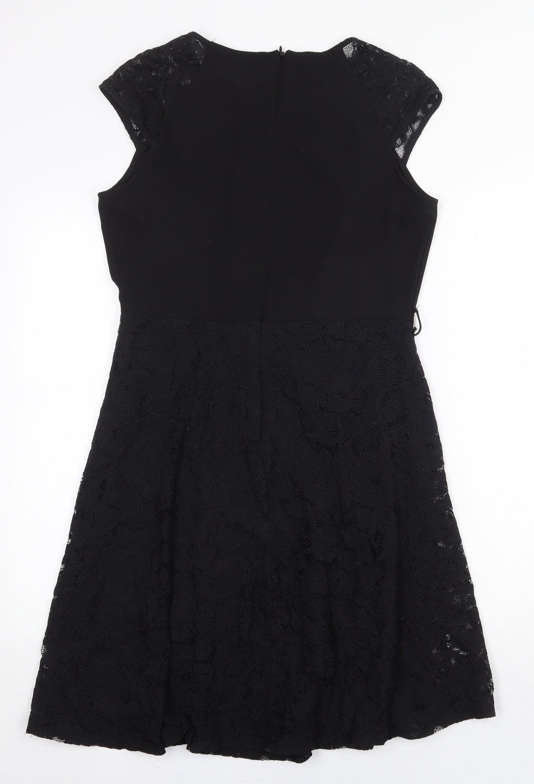 Dorothy Perkins Womens Black Cotton Fit & Flare Size 12 Boat Neck Zip