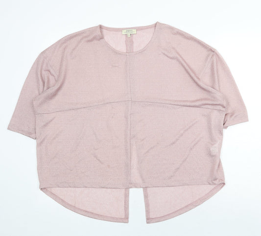 Papaya Womens Pink Polyester Basic Blouse Size 10 Scoop Neck