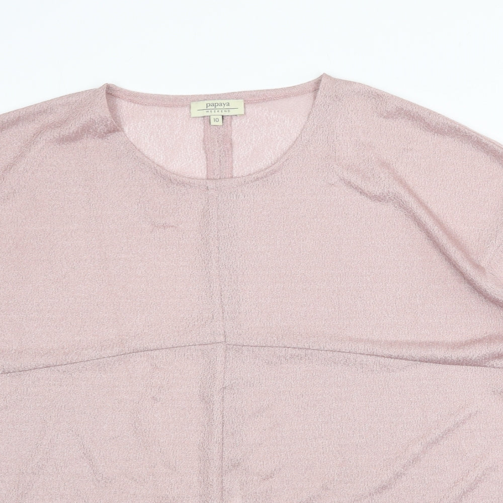 Papaya Womens Pink Polyester Basic Blouse Size 10 Scoop Neck