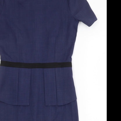 Florenceroby Womens Blue Polyester A-Line Size 10 Round Neck Zip