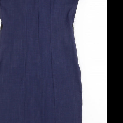 Florenceroby Womens Blue Polyester A-Line Size 10 Round Neck Zip
