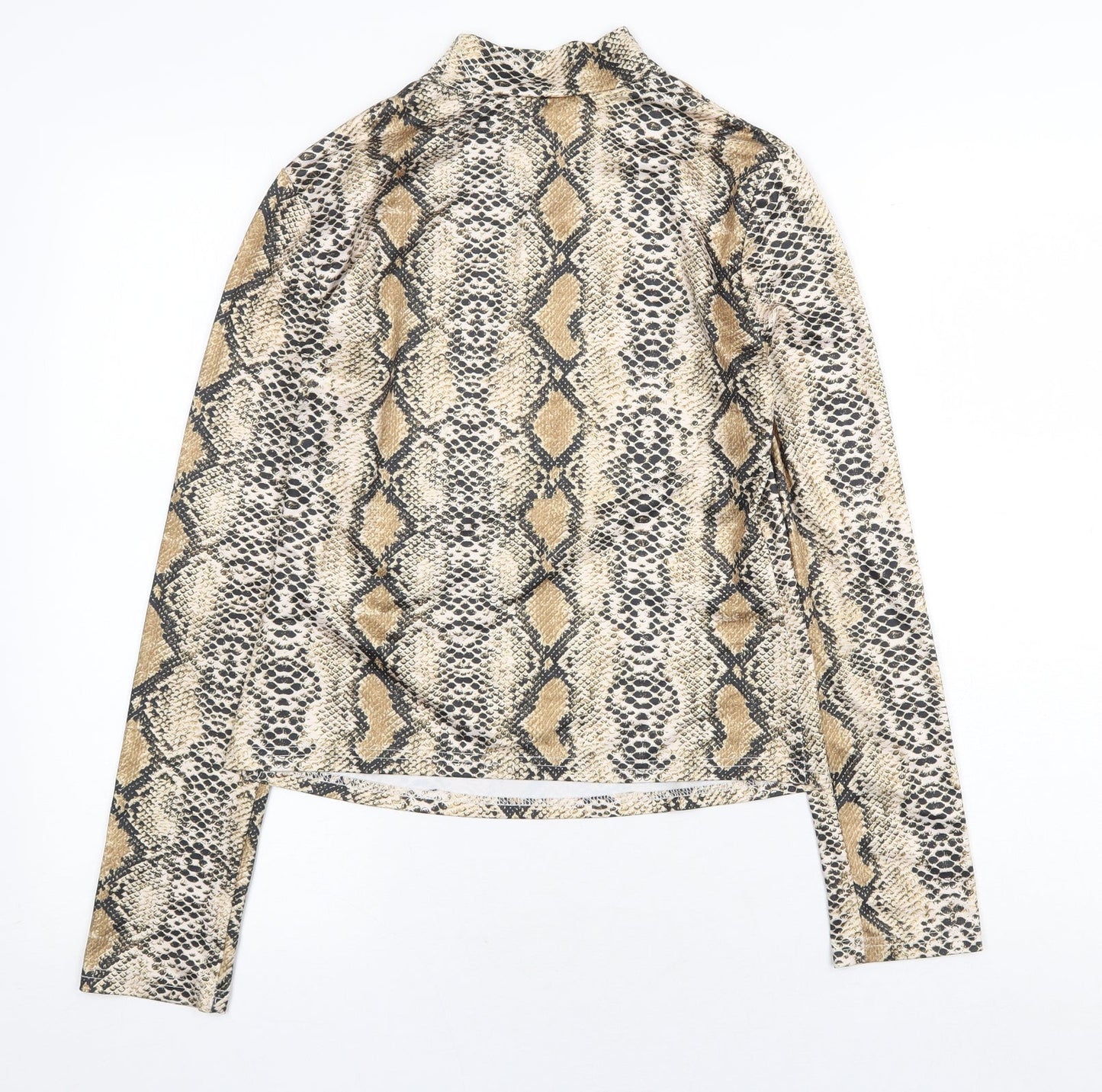 SheIn Womens Yellow Animal Print Polyester Basic T-Shirt Size M High Neck - Snake print