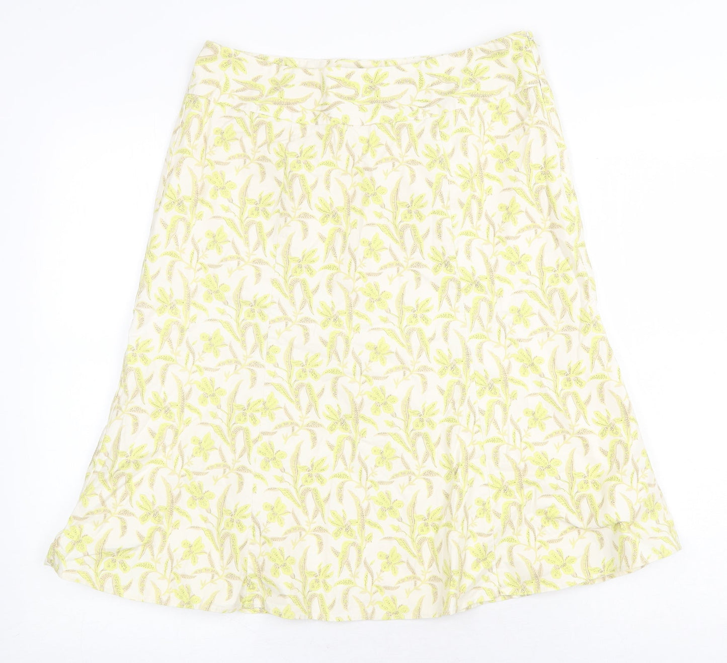 Gap Womens Yellow Floral Cotton Swing Skirt Size 8 Zip