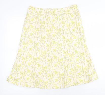 Gap Womens Yellow Floral Cotton Swing Skirt Size 8 Zip