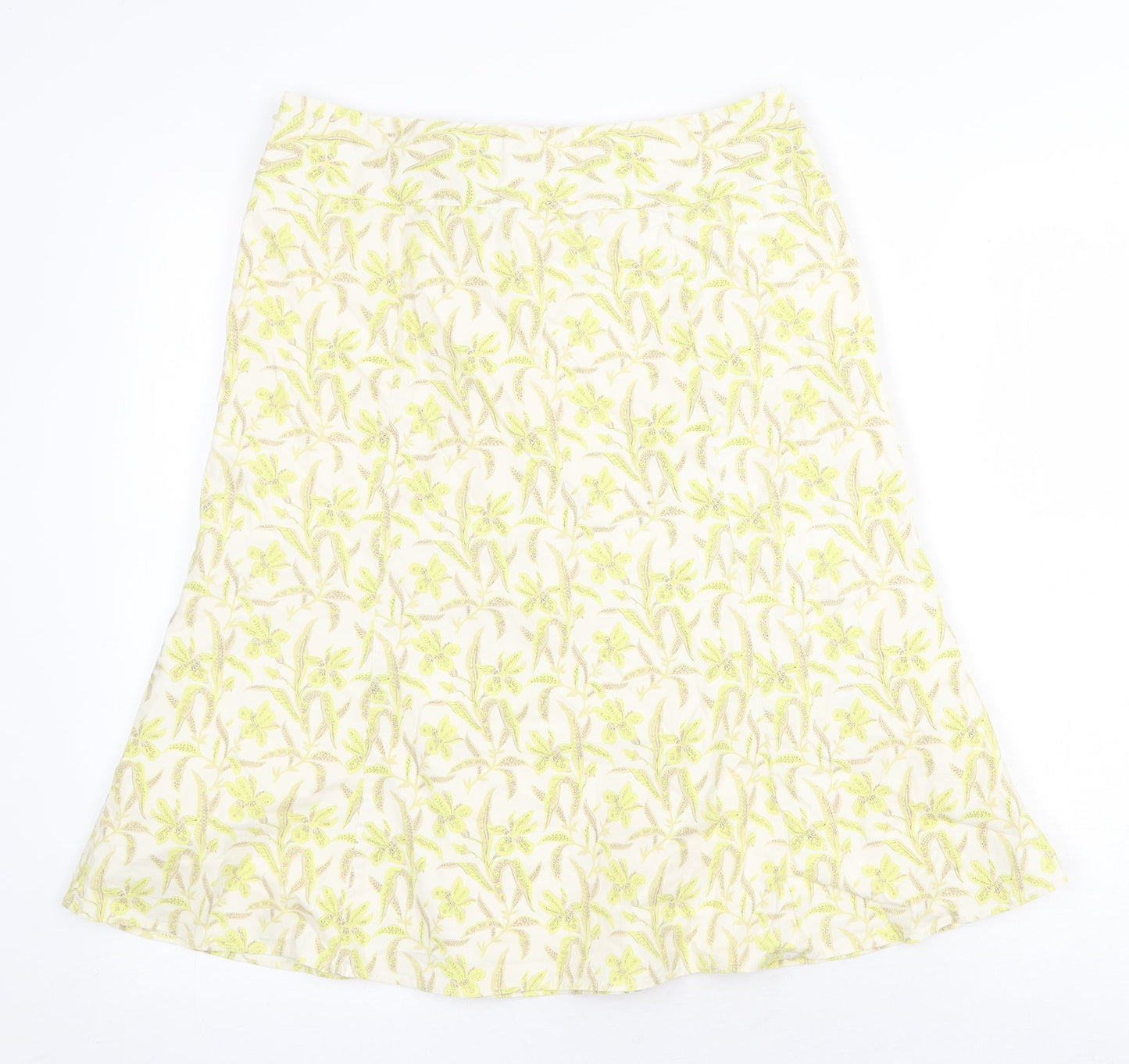 Gap Womens Yellow Floral Cotton Swing Skirt Size 8 Zip