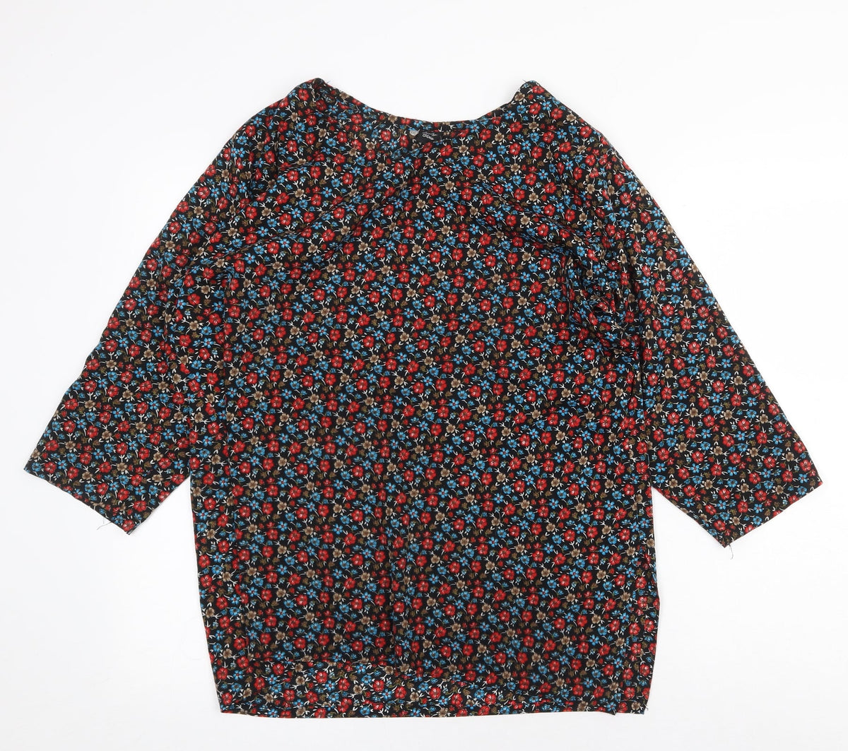 Only You Womens Multicoloured Floral Cotton Basic Blouse Size L Round Neck