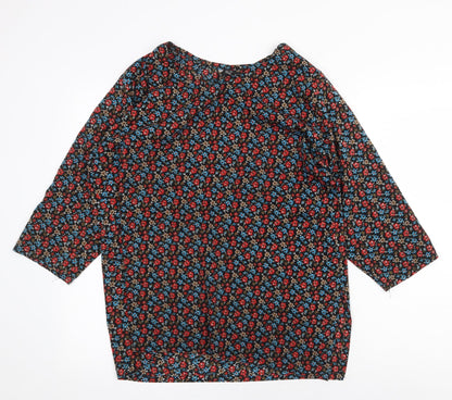 Only You Womens Multicoloured Floral Cotton Basic Blouse Size L Round Neck