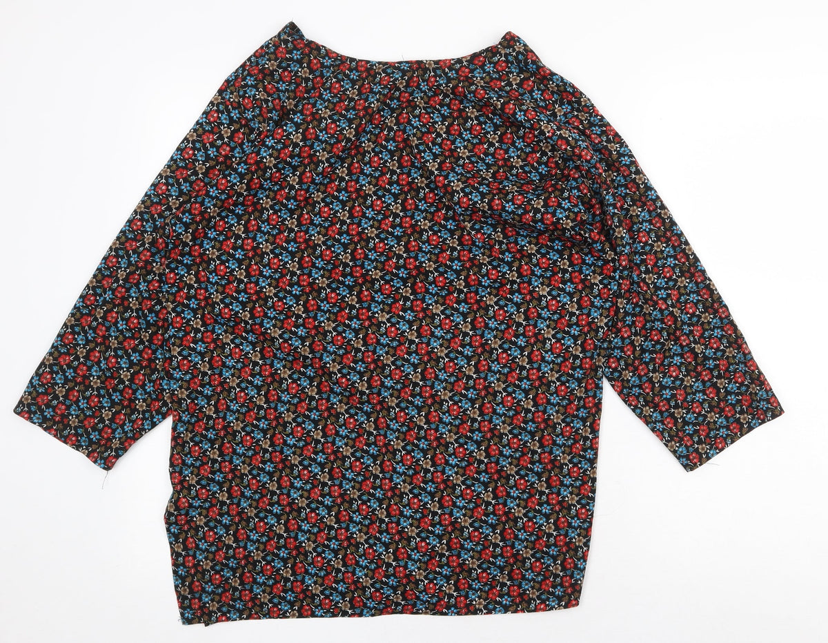 Only You Womens Multicoloured Floral Cotton Basic Blouse Size L Round Neck