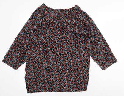 Only You Womens Multicoloured Floral Cotton Basic Blouse Size L Round Neck