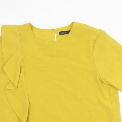 Womens UK Size 12 Marks and Spencer Yellow Basic T-Shirt