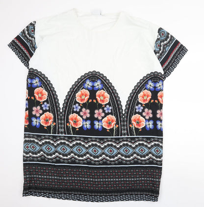 JUNAROSE Womens Multicoloured Geometric Polyester Shift Size 20 Round Neck Pullover