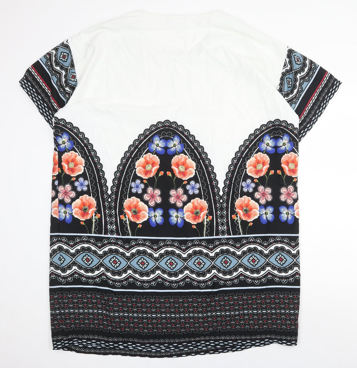 JUNAROSE Womens Multicoloured Geometric Polyester Shift Size 20 Round Neck Pullover