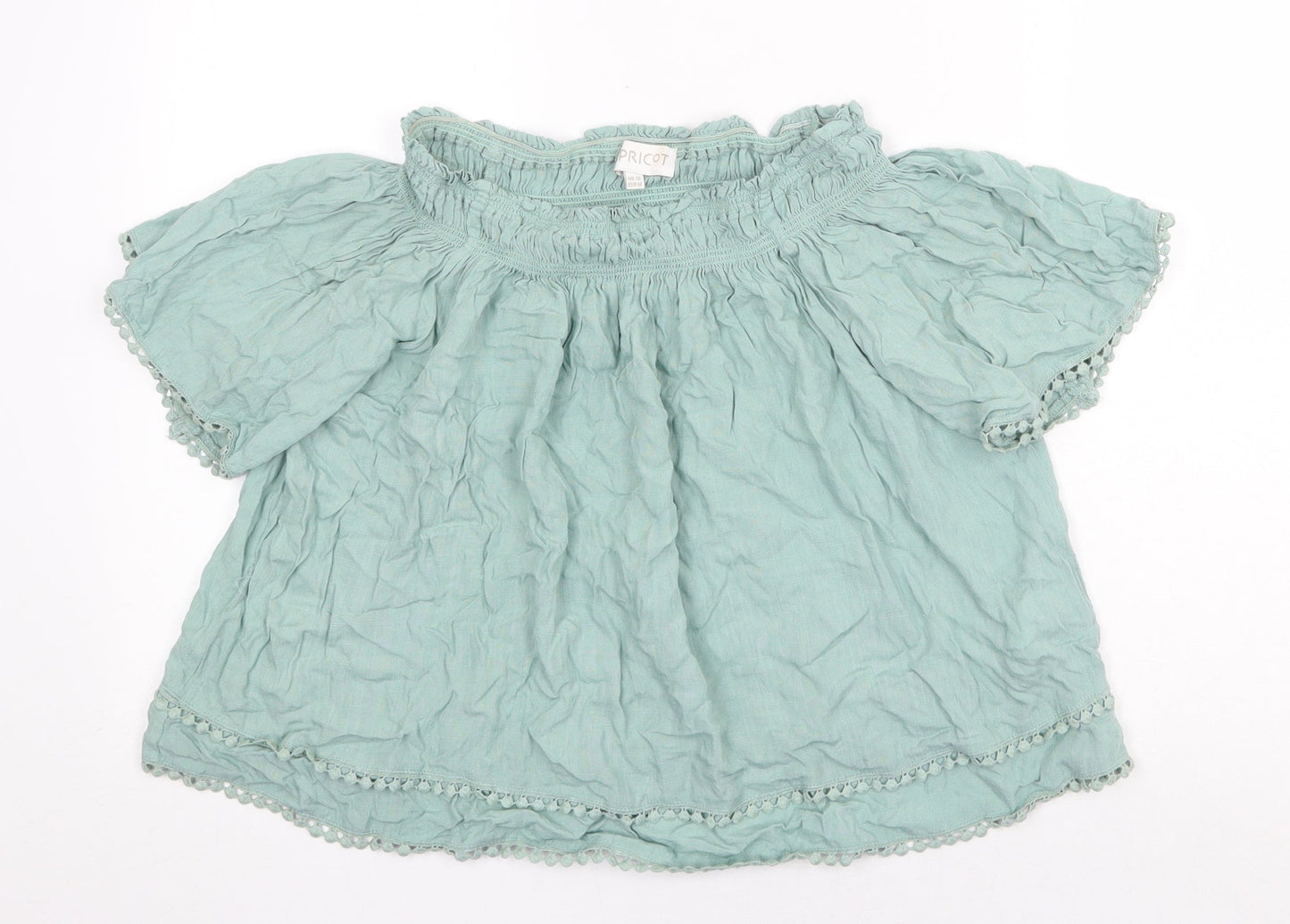 Womens UK Size 12 Apricot Green Basic Blouse