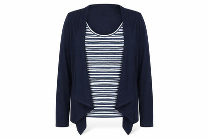 Marks and Spencer Womens Blue Scoop Neck Striped Polyester Pullover Jumper Size 12