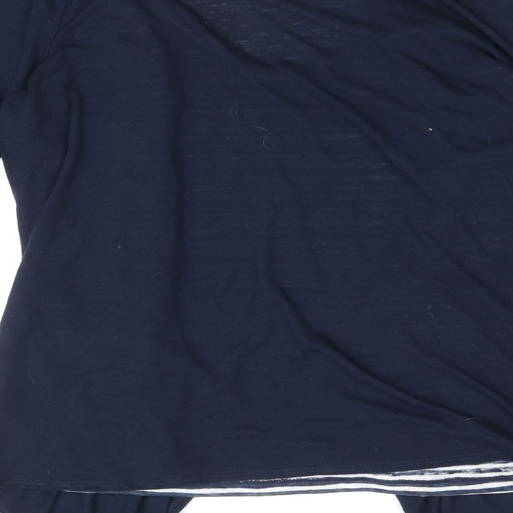 Marks and Spencer Womens Blue Scoop Neck Striped Polyester Pullover Jumper Size 12