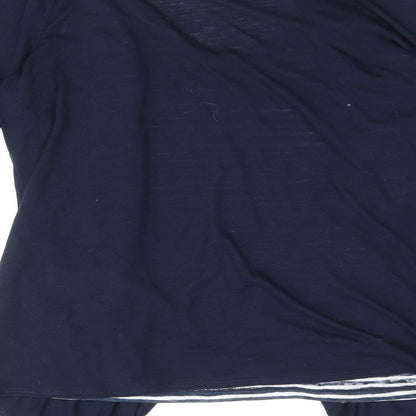 Marks and Spencer Womens Blue Scoop Neck Striped Polyester Pullover Jumper Size 12