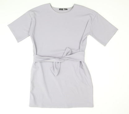 Boohoo Womens Blue Polyester Shift Size 10 Boat Neck Pullover