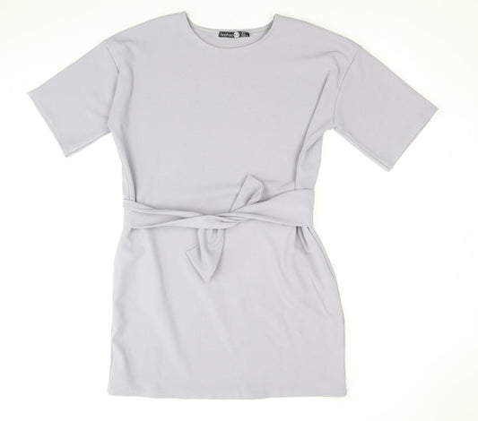 Boohoo Womens Blue Polyester Shift Size 10 Boat Neck Pullover