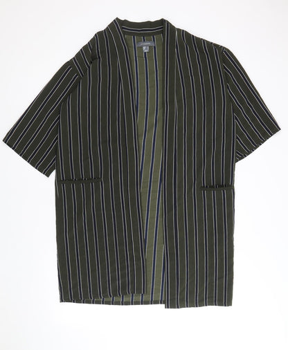 Atmosphere Womens Green Striped Polyester Kimono Blouse Size 6 V-Neck