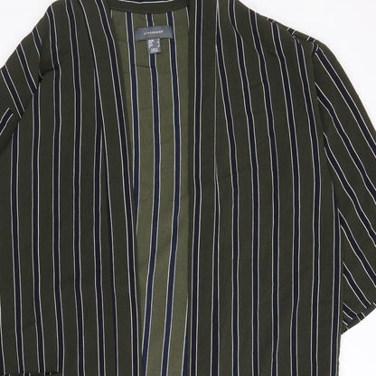 Atmosphere Womens Green Striped Polyester Kimono Blouse Size 6 V-Neck