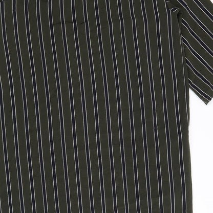 Atmosphere Womens Green Striped Polyester Kimono Blouse Size 6 V-Neck